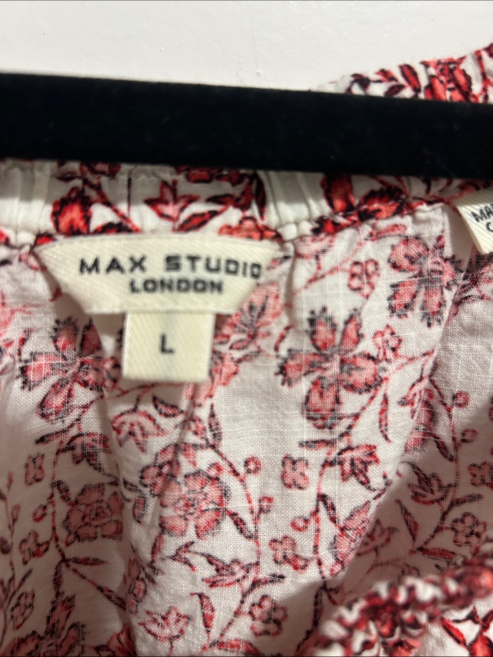 Max Studio White and Red Floral Peasant Blouse - Picture 3 of 3